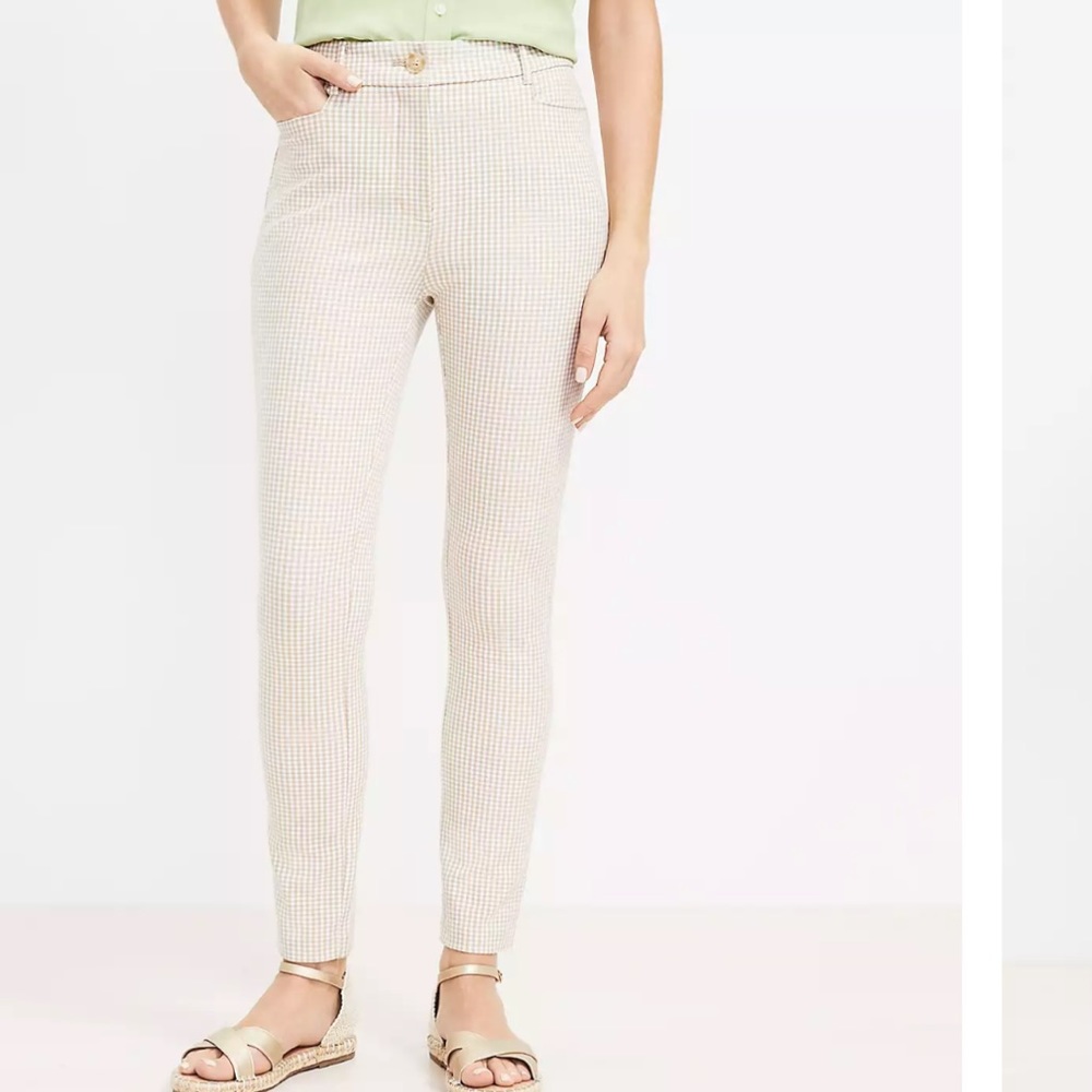 Loft skinny Sutton pants 8 khaki plaid NWT